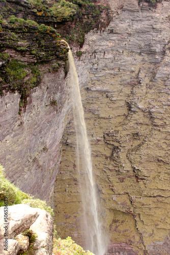 smoke waterfall, waterfall above, chapada diamatina, from bahia national park, brazil, exuberant nature, forest, mountain range, mountain.