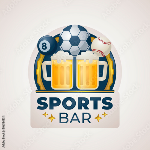 Golden Gradient Sports Bar Logo Badge