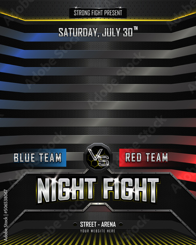 Muay Thai and Boxing fight show poster design realistic 3d metallic background
