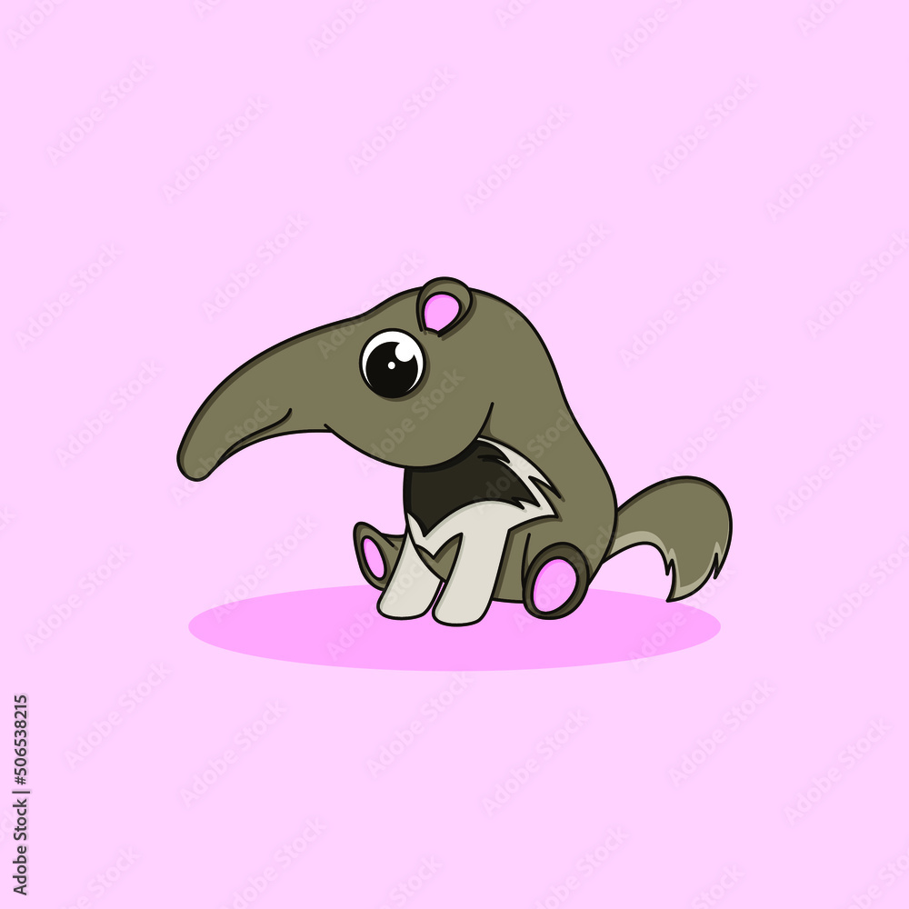 cute anteater cartoon character 