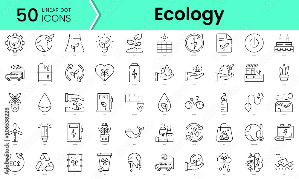 Set of ecology icons. Line art style icons bundle. vector illustration