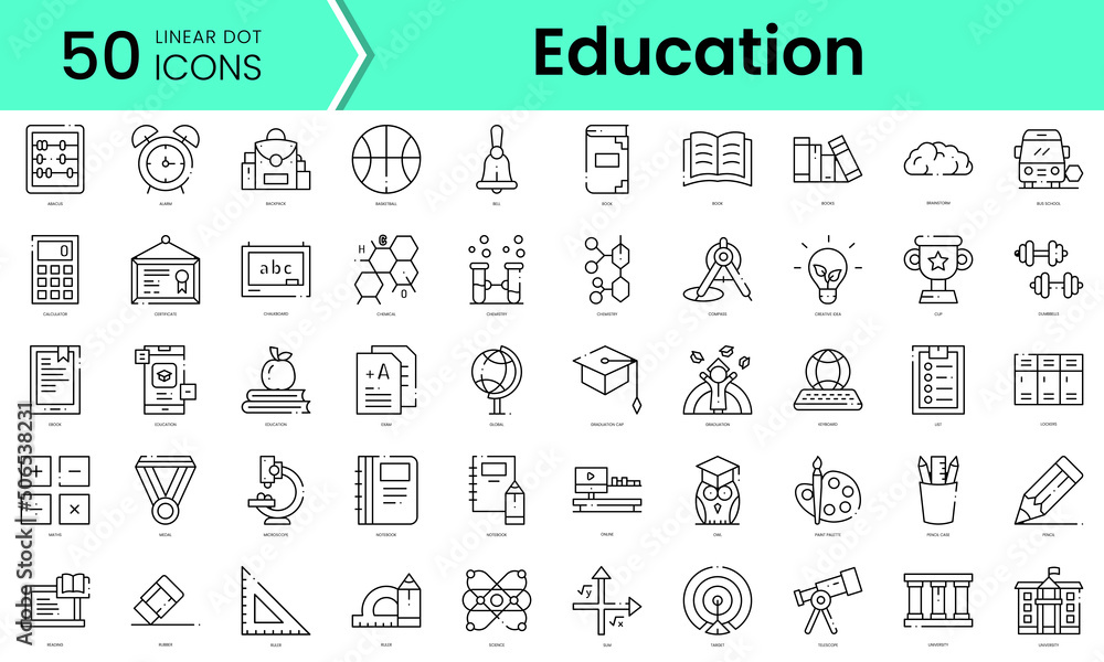 Set of education icons. Line art style icons bundle. vector illustration