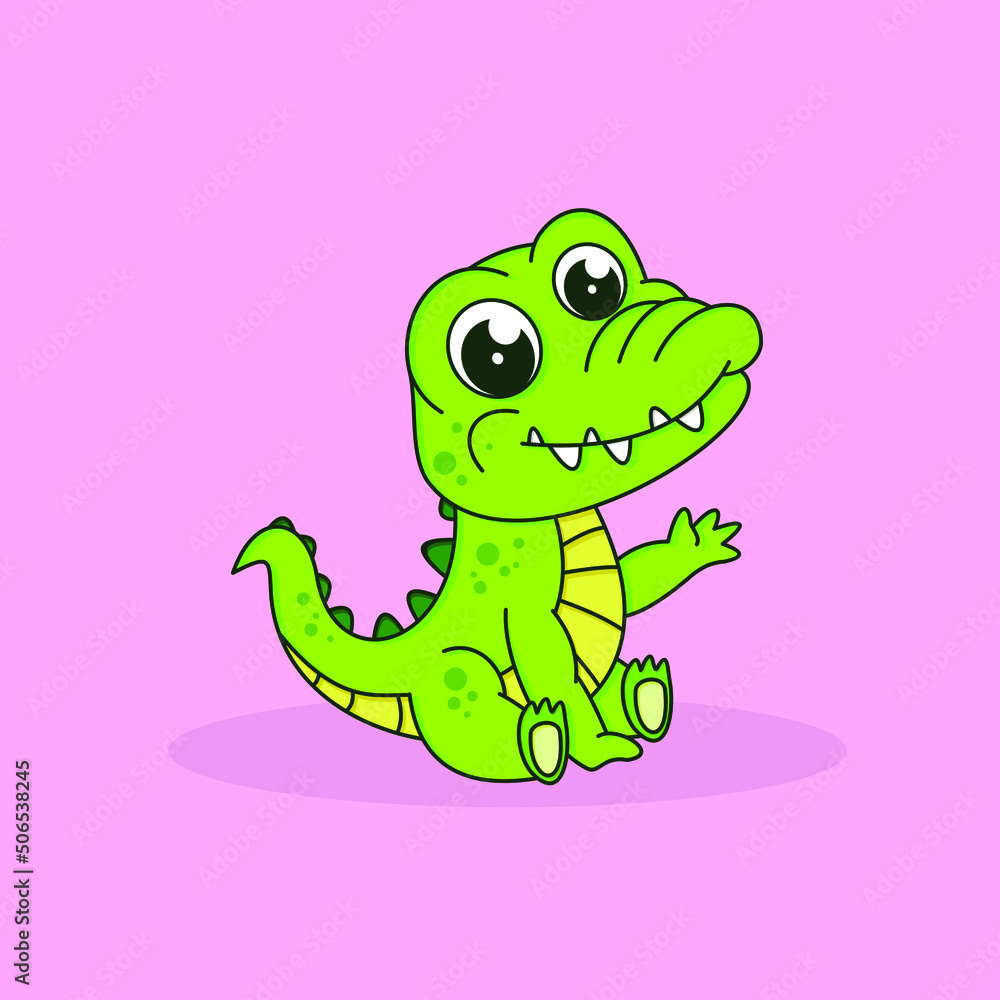 Fototapeta premium cute alligator sit down with smile 
