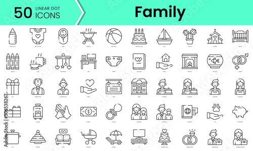 Set of family icons. Line art style icons bundle. vector illustration