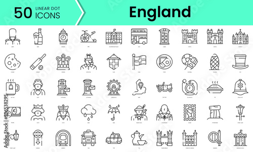 Set of england icons. Line art style icons bundle. vector illustration