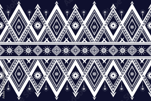 Abstract ethnic geometric pattern design for background, wallpaper, Batik, fabric and Embroidery style vector. Seamless striped pattern in Aztec style.