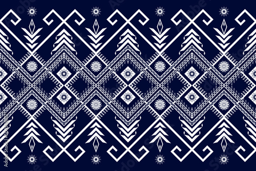 Abstract ethnic geometric pattern design for background, wallpaper, Batik, fabric and Embroidery style vector. Seamless striped pattern in Aztec style.