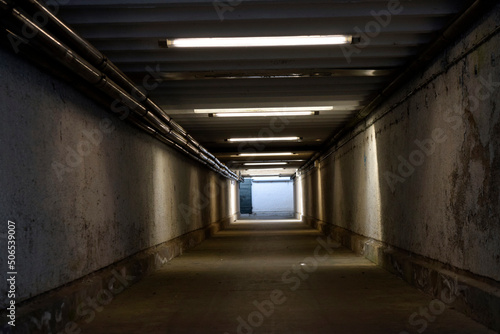 Dark corridor with neon lights