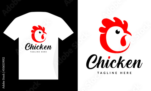 Letter C Chicken Logo Design vector icon symbol illustration. Chicken crest and eye minimalist red chicks. Perfect for chicken fry food and restaurant.