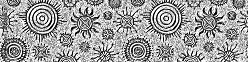 Ethnic background, sun symbols, vector design. Seamless pattern.	