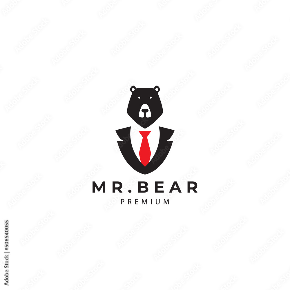 bear wearing a suit logo design vector icon illustration