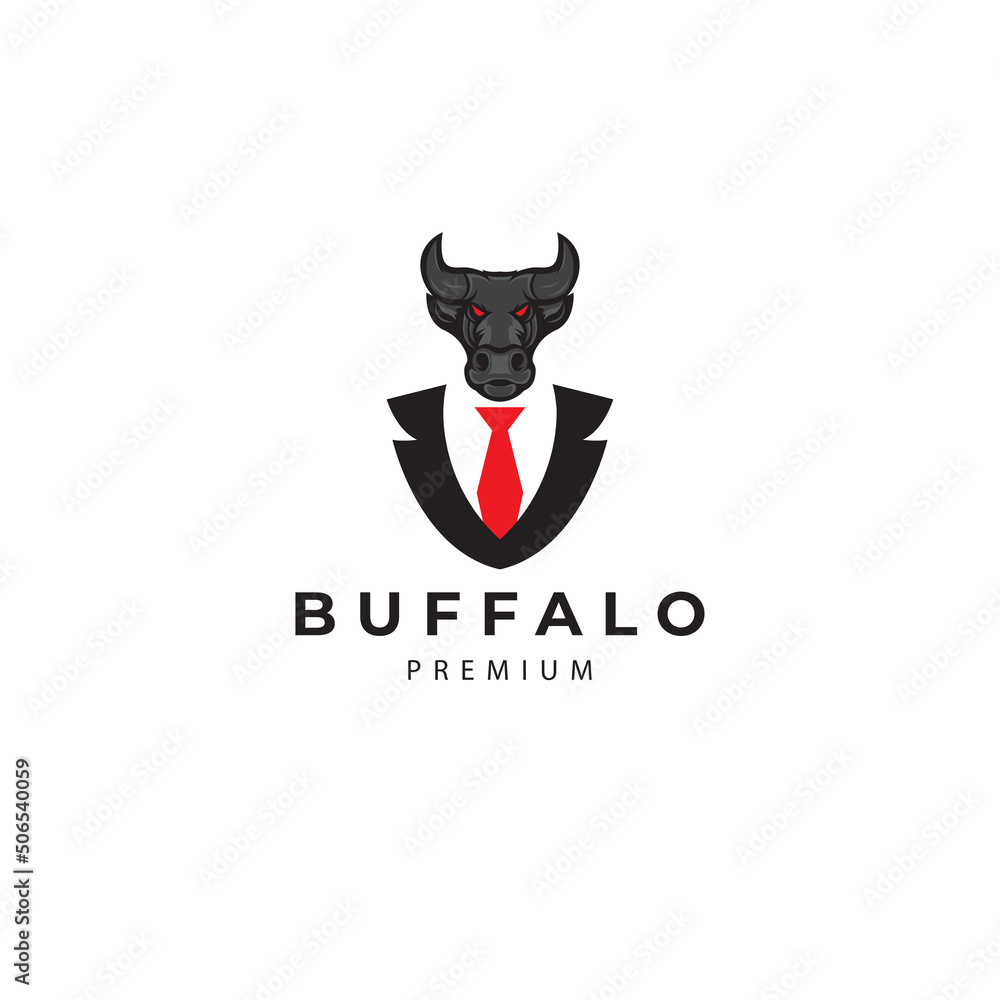 buffalo head animal bull logo design vector icon illustration
