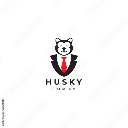 Siberian husky dog logo design vector icon illustration
