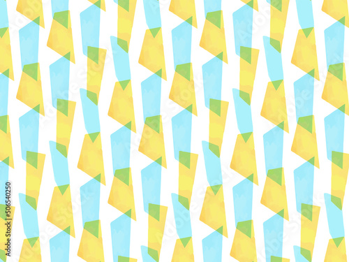 水彩風　ジオメトリックのシームレスパターン背景　塩レモン