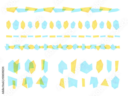 水彩風　ジオメトリックパーツのベクター背景・ライン素材セット　塩レモン