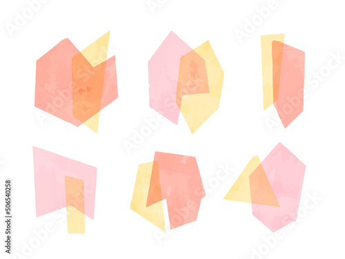 水彩風　ジオメトリックパーツのベクター背景素材セット　りんご