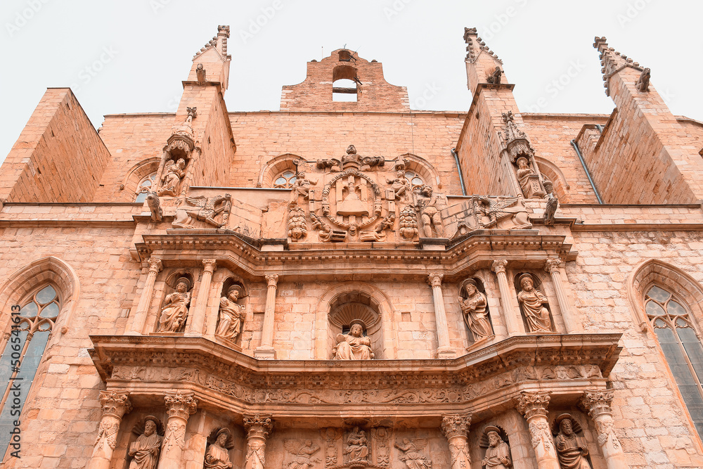 Santa Maria de Montblanc church, Tarragona, Spain - sculpted facade with religious figures