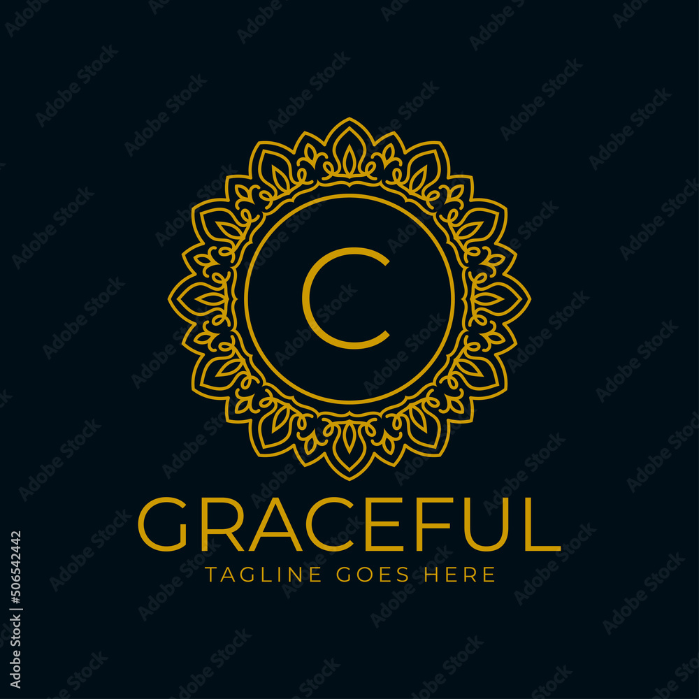 Naklejka premium letter C flower graceful circle decoration monogram vector logo design
