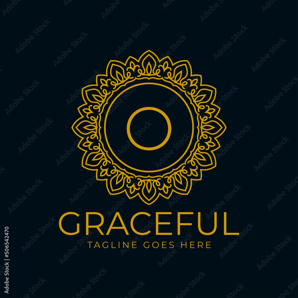 Fototapeta premium letter O flower graceful circle decoration monogram vector logo design