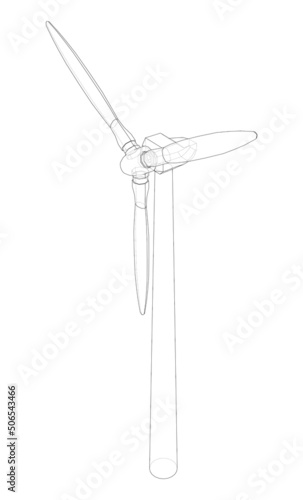 Wind turbine. Vector rendering of 3d