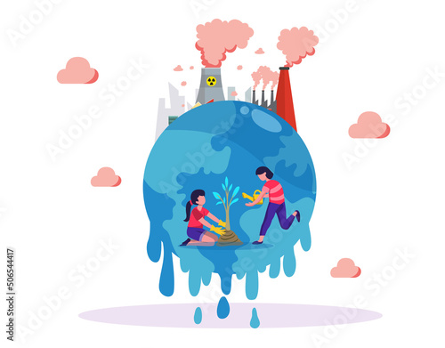 Conserving the environment by planting trees to absorb carbon dioxide. It will help reduce the air pollution caused by the factory. make the world green
