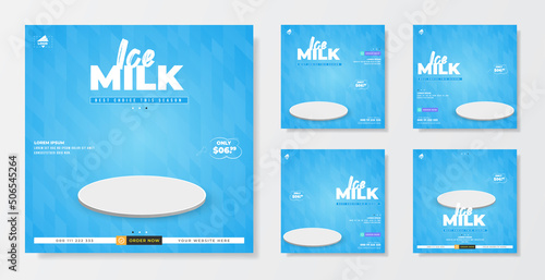 Ice milk promotion sale template for social media post
