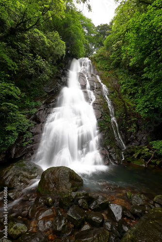 Natural Qingshan Falls trail with boulder scramble around the Shimen area at Taipei, Taiwan