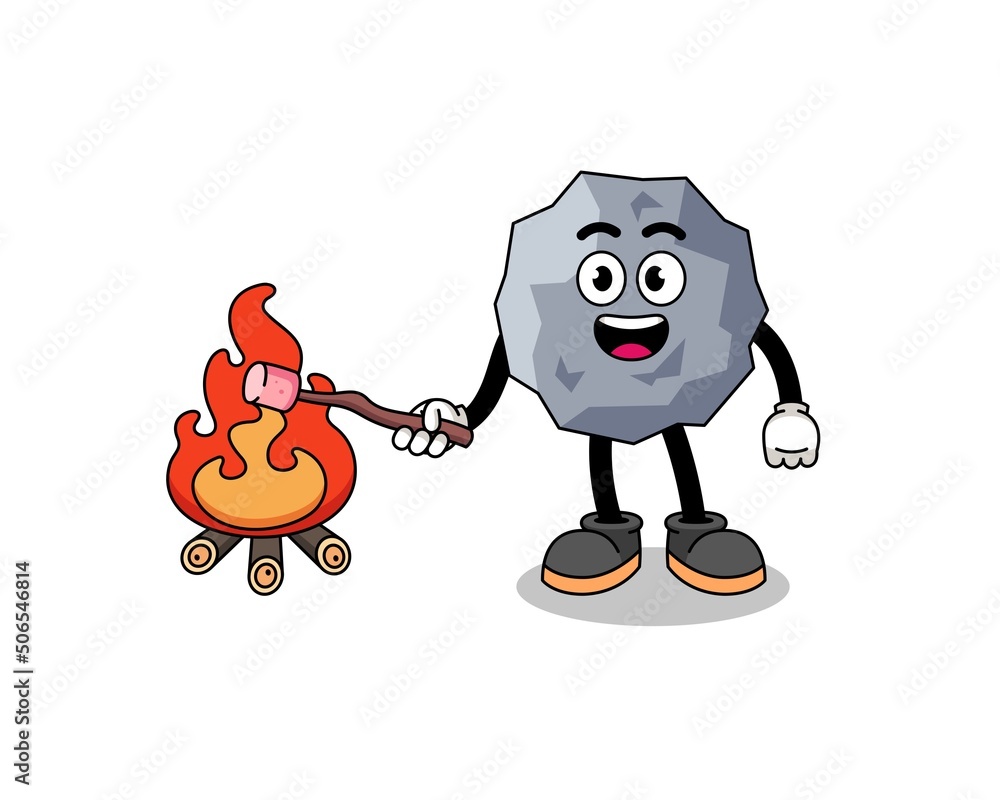Illustration of stone burning a marshmallow Illustration of stone burning a marshmallow