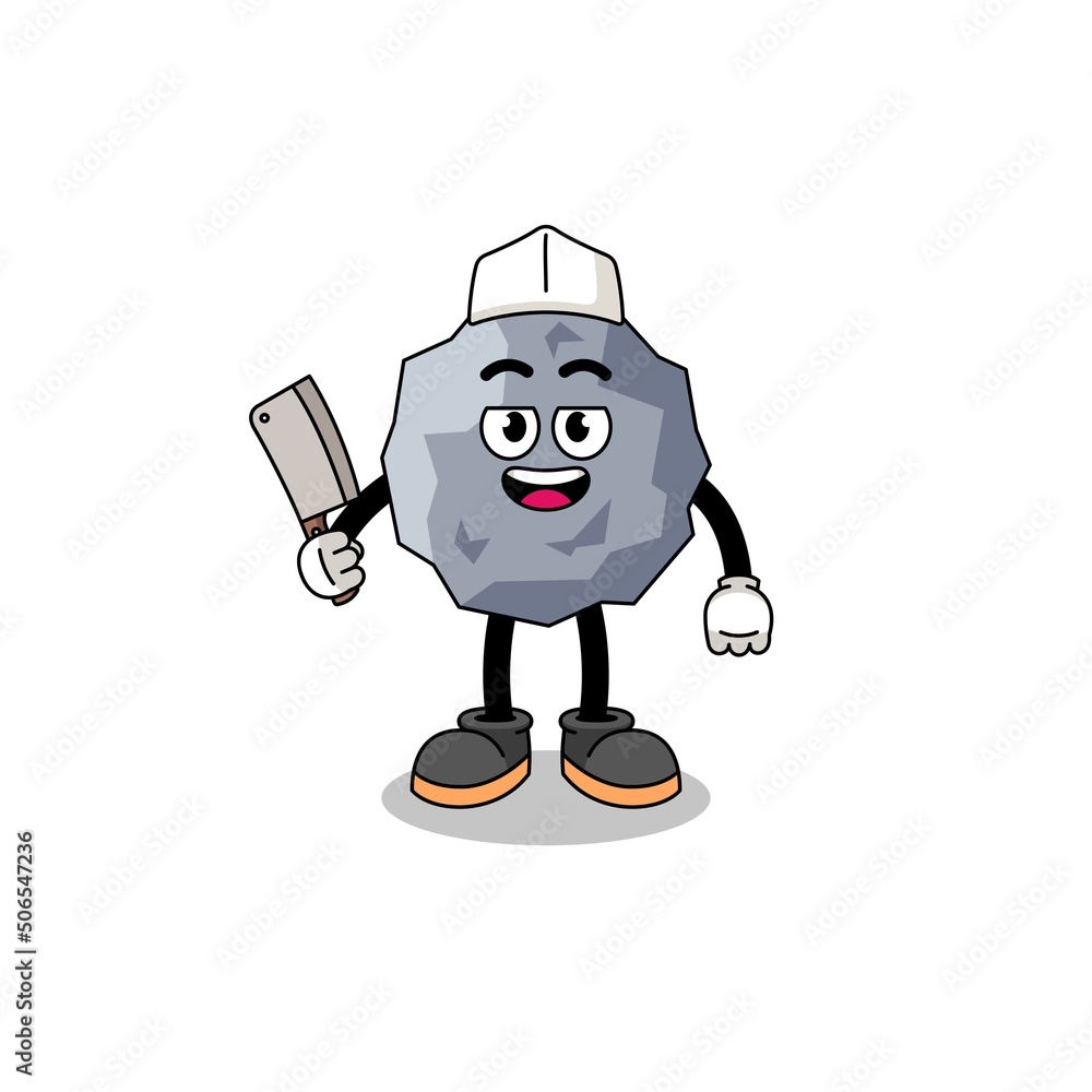 Mascot of stone as a butcher Mascot of stone as a butcher