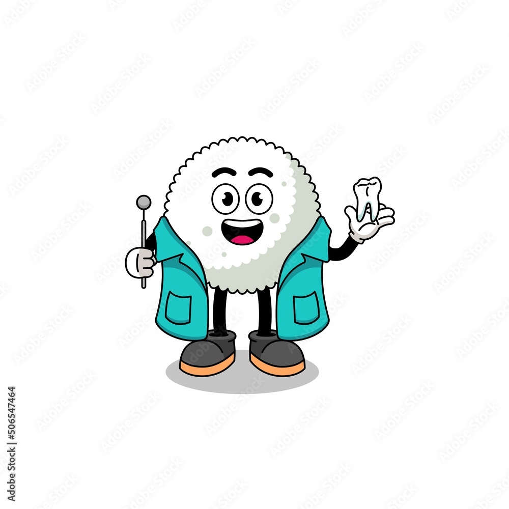 Illustration of rice ball mascot as a dentist Illustration of rice ball mascot as a dentist