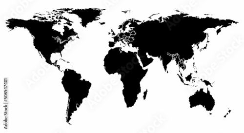 world map black silhouette isolated vector geographic template