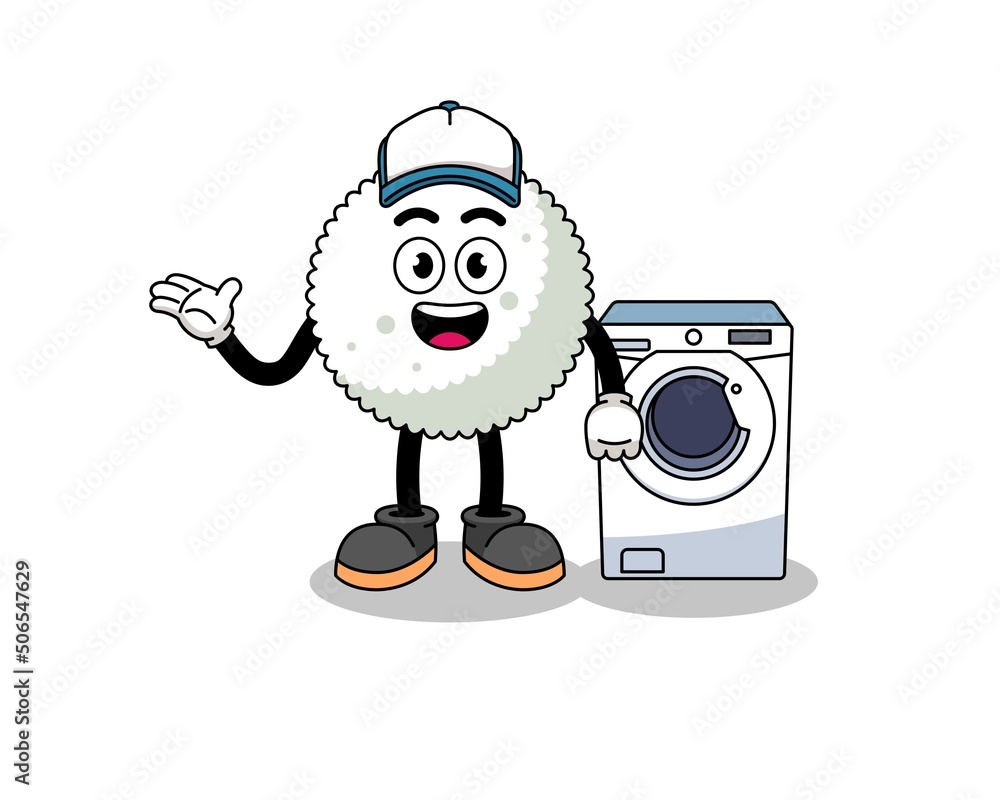 rice ball illustration as a laundry man