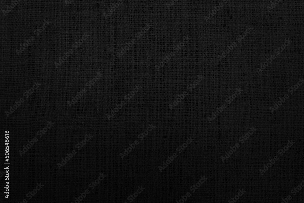 Fototapeta premium Black Hemp rope texture background. Haircloth wale black dark cloth wallpaper. Rustic sackcloth canvas fabric texture in natural. 