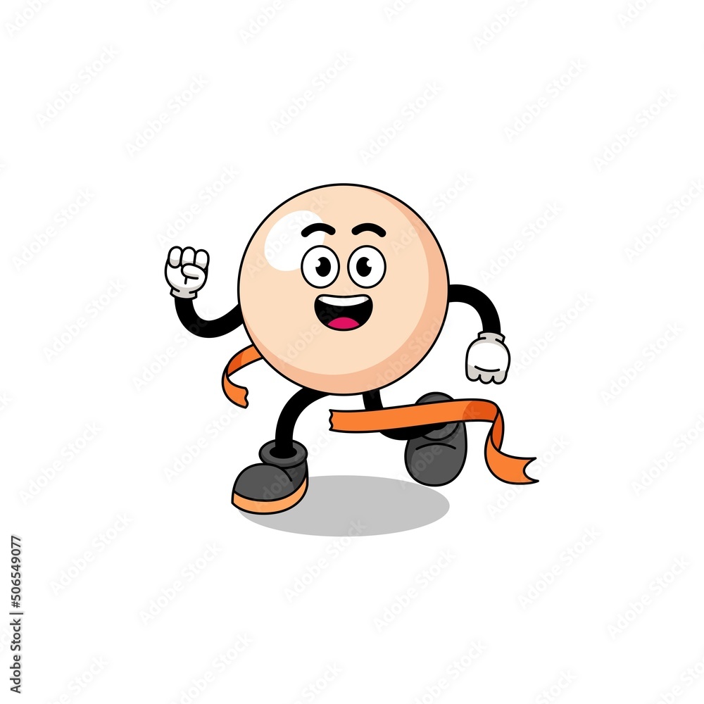 Mascot cartoon of pearl running on finish line Mascot cartoon of pearl running on finish line