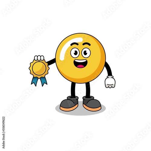 egg yolk cartoon illustration with satisfaction guaranteed medal