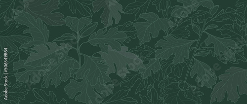 Luxury green background vector with leaf branch plant design for home decorate 