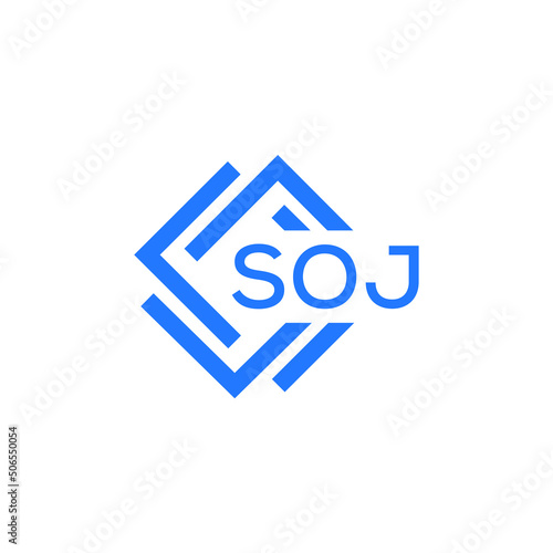 SOJ technology letter logo design on white  background. SOJ creative initials technology letter logo concept. SOJ technology letter design. photo