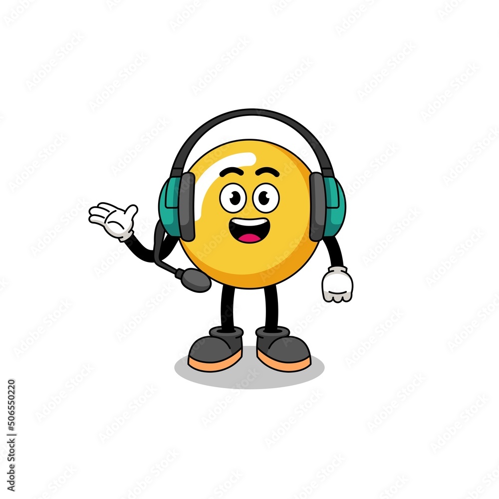 Mascot Illustration of egg yolk as a customer services Mascot Illustration of egg yolk as a customer services