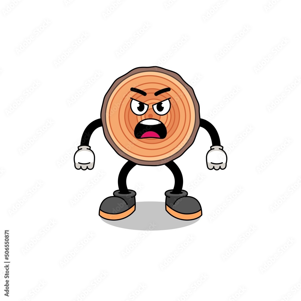 wood trunk cartoon illustration with angry expression wood trunk cartoon illustration with angry expression