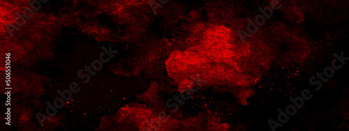 Red watercolor ombre leaks and splashes texture on white watercolor paper background, Old wall texture cement black red background abstract dark color design are light with white gradient background.