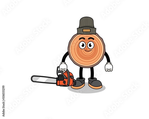 wood trunk illustration cartoon as a lumberjack
