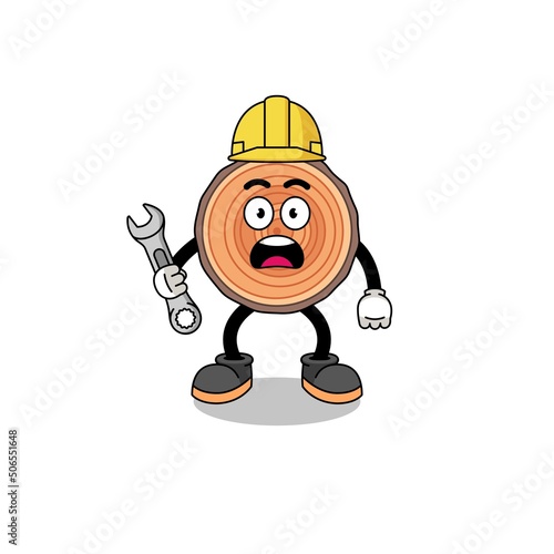 Character Illustration of wood trunk with 404 error