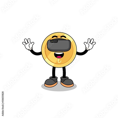 Illustration of turkish lira with a vr headset