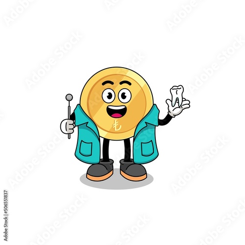 Illustration of turkish lira mascot as a dentist