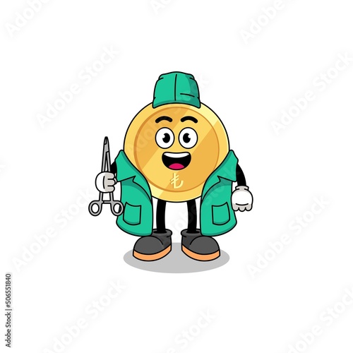 Illustration of turkish lira mascot as a surgeon