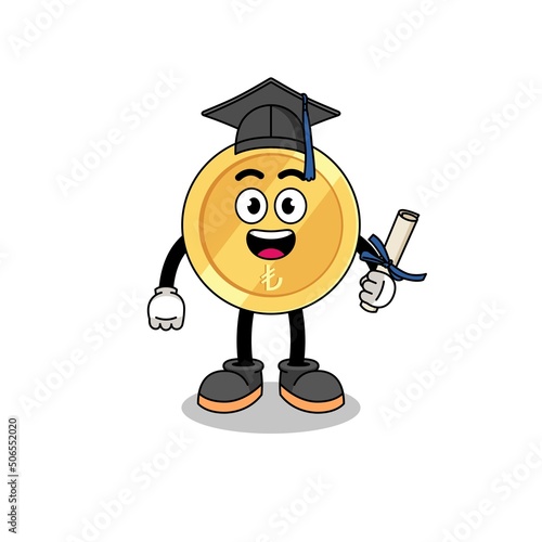 turkish lira mascot with graduation pose