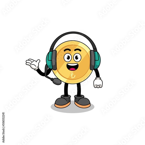 Mascot Illustration of turkish lira as a customer services