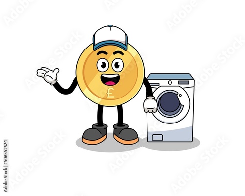 pound sterling illustration as a laundry man