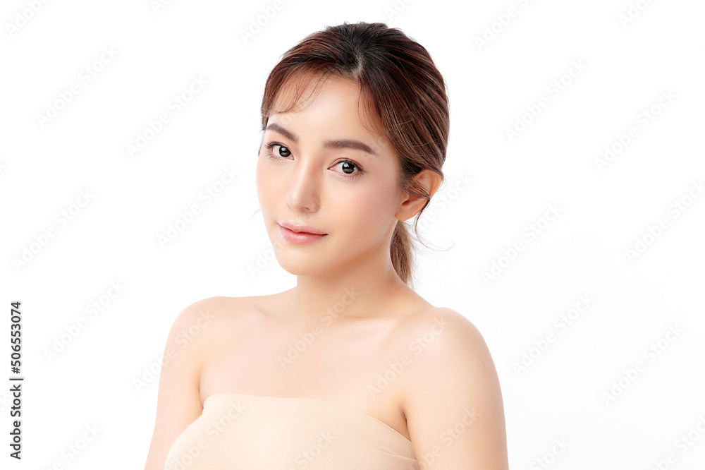 Beautiful young asian woman with clean fresh skin on white background, Face care, Facial treatment, Cosmetology, beauty and spa, Asian women portrait. Beautiful young asian woman with clean fresh skin on white background, Face care, Facial treatment, Cosmetology, beauty and spa, Asian women portrait.