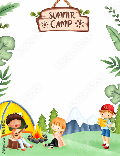 Kids in Summer Camp poster template